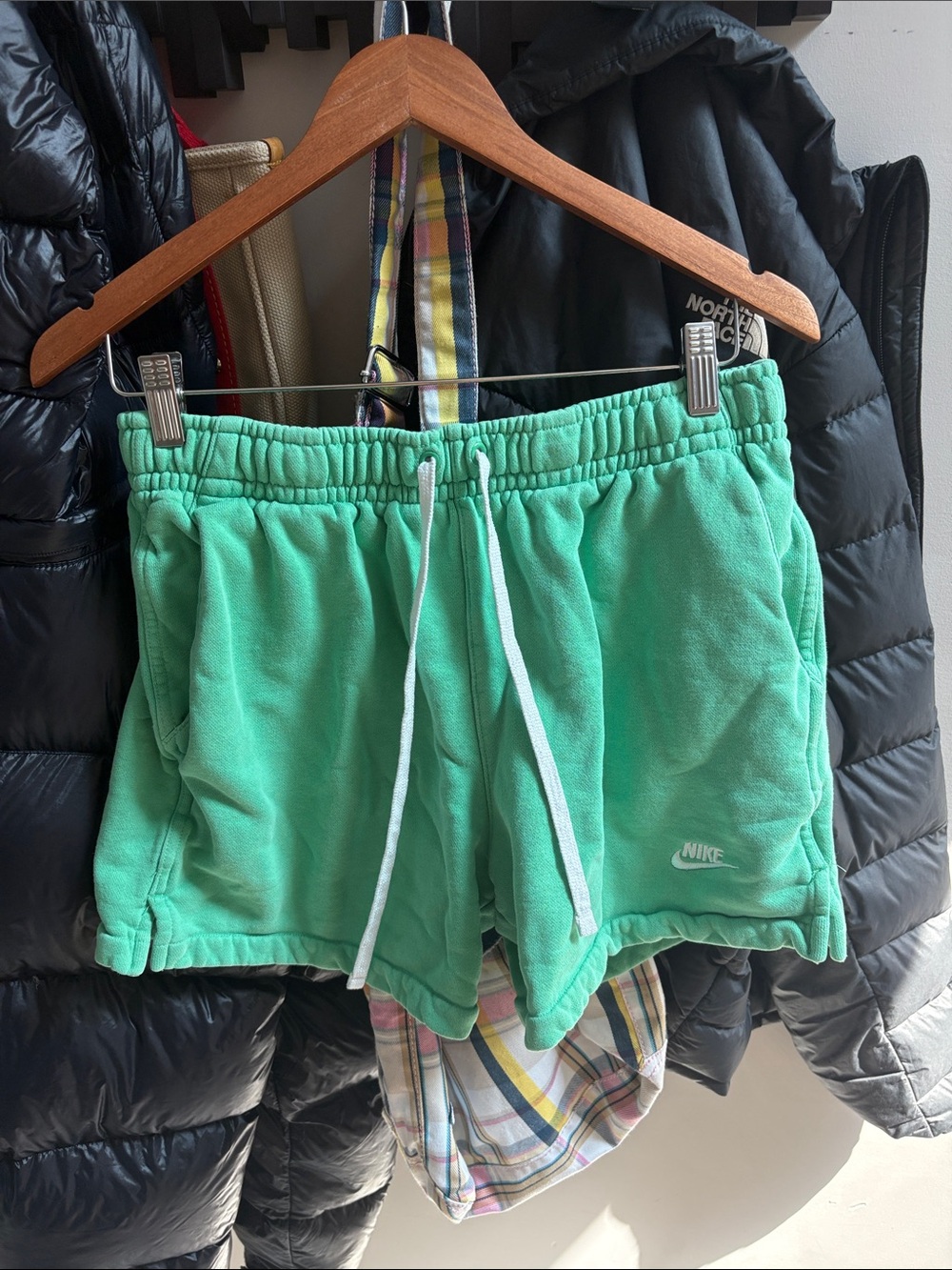 Nike Mint Green Sweat Shorts with White Drawstring